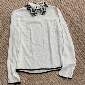 Embroidered Collar Blouse, Size S (NWT)